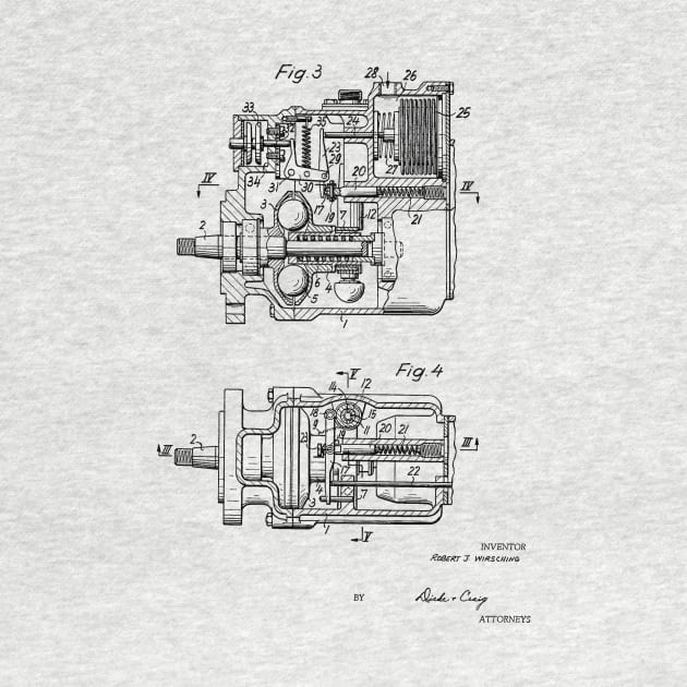 Control Mechanism for Adjusting the Fuel Engine Vintage Patent Hand Drawing by TheYoungDesigns